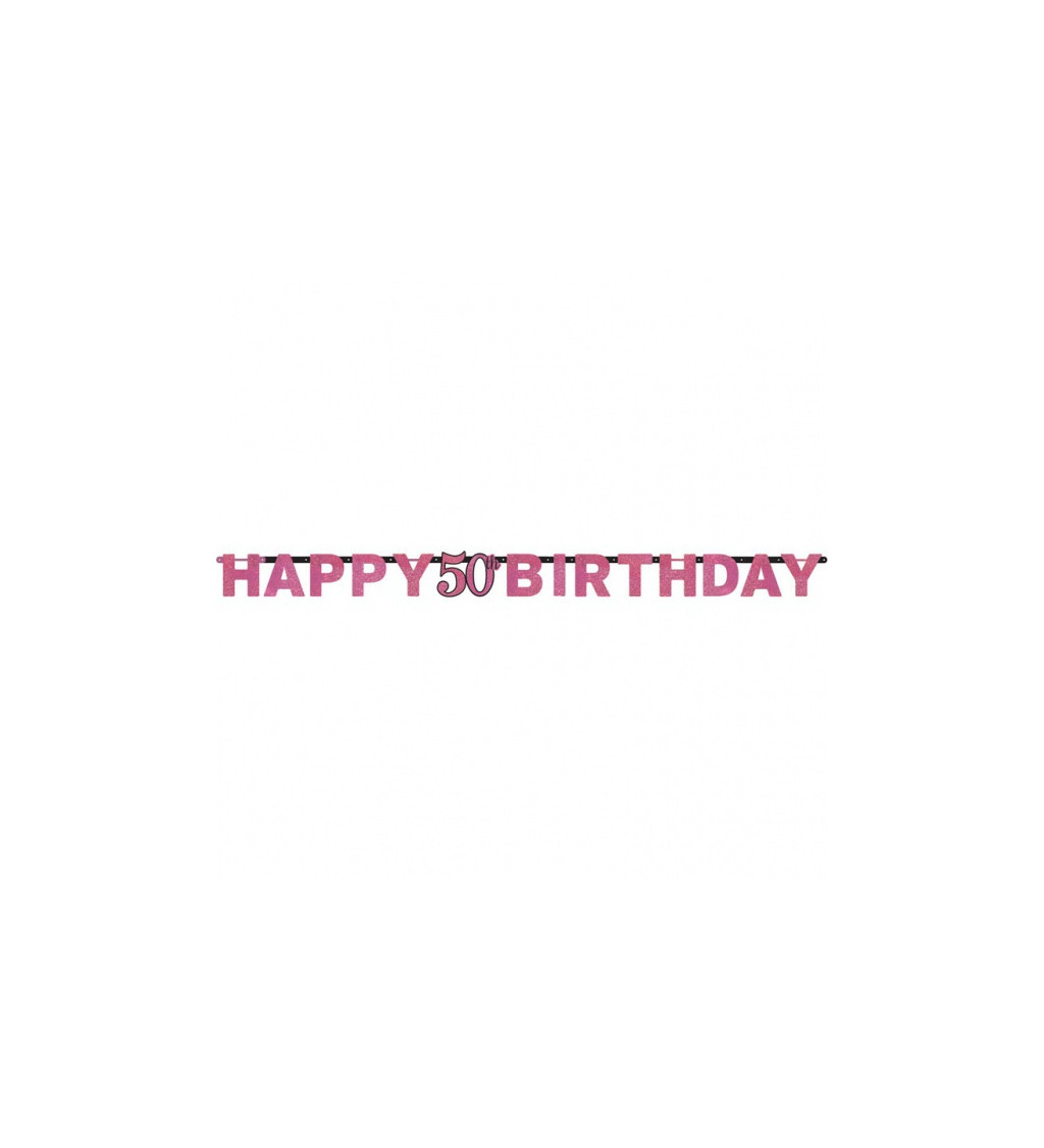 Růžov narozeninový banner - Happy 50 birthday