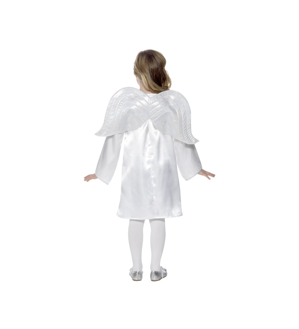 Andělský kostým s bílou tunikou a křídly