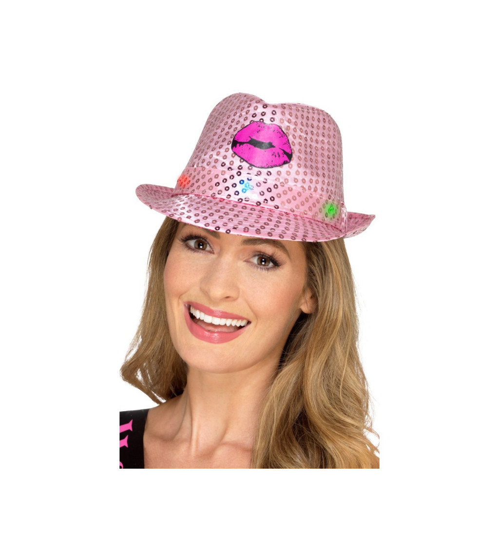 Růžový třpytivý klobouček