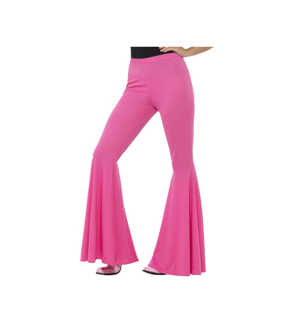 Dámské kalhoty se širokými nohavicemi - růžové