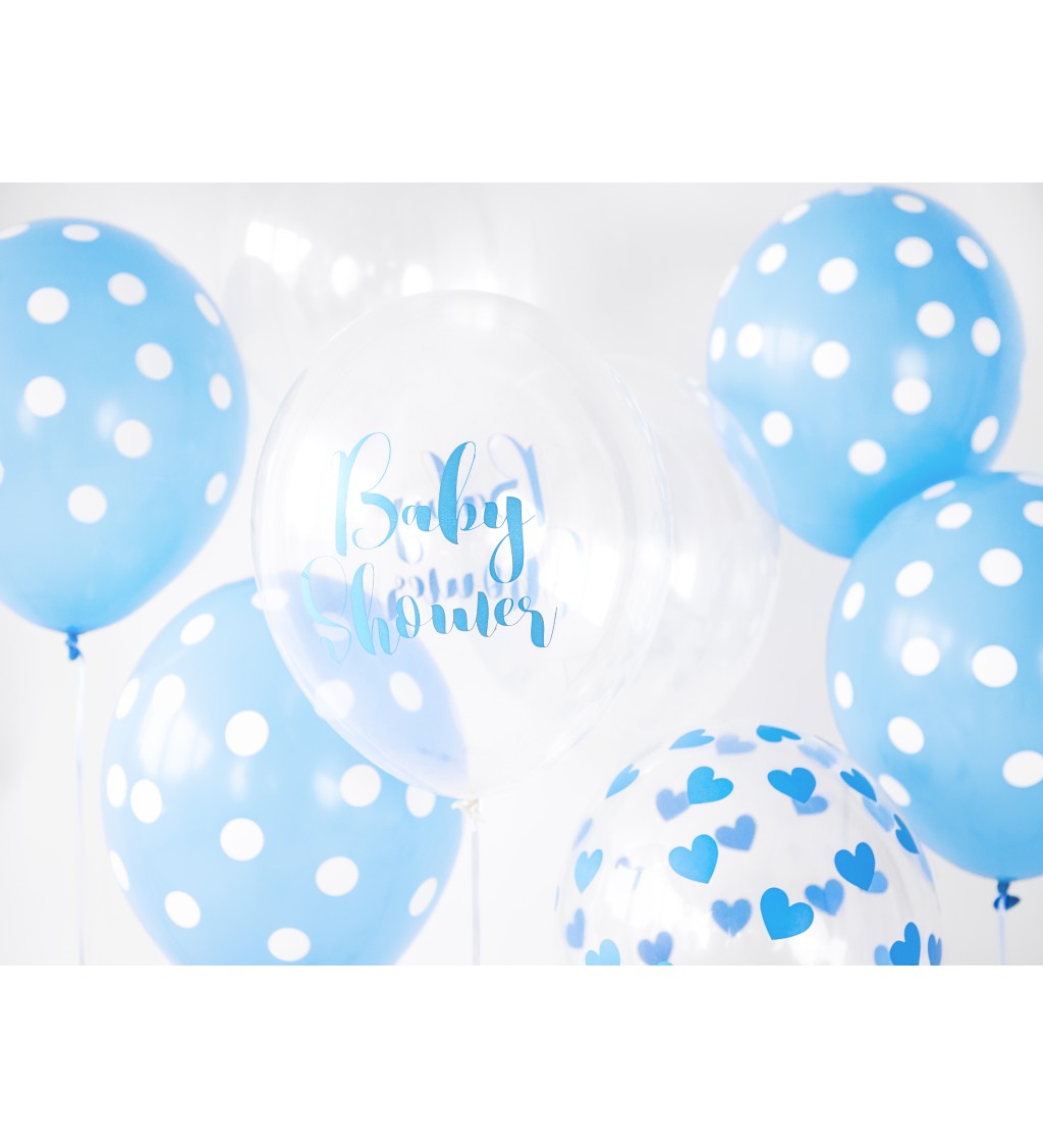 Modrý pastelový balónek - bílé puntíky - 6 ks