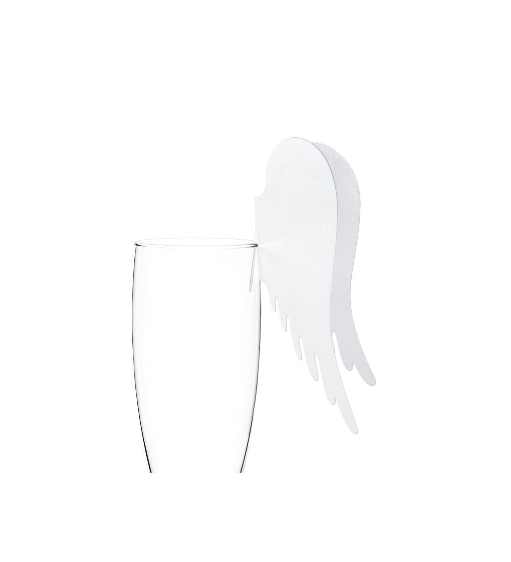 Bílá křídla na sklenici - 10 ks