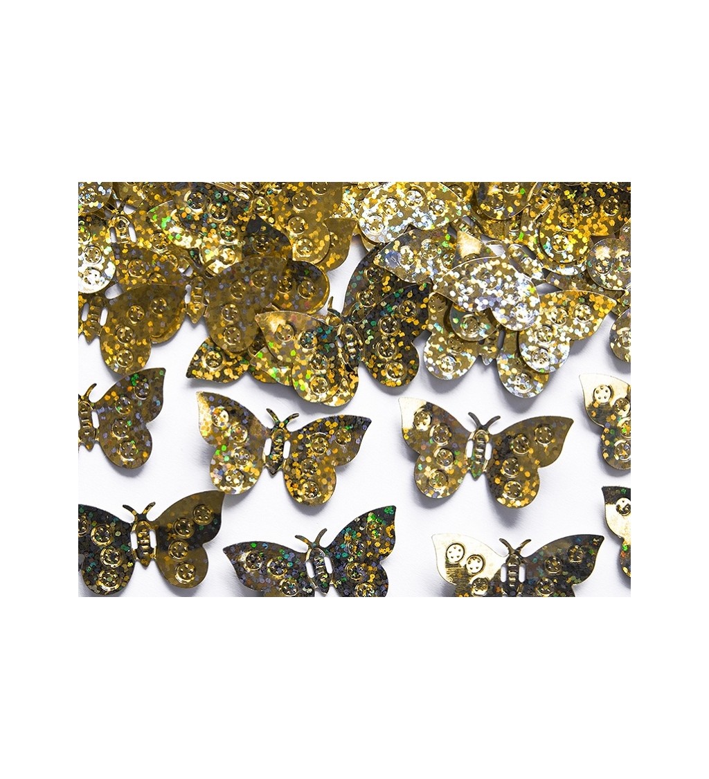 Konfety ve tvaru motýlků - zlaté