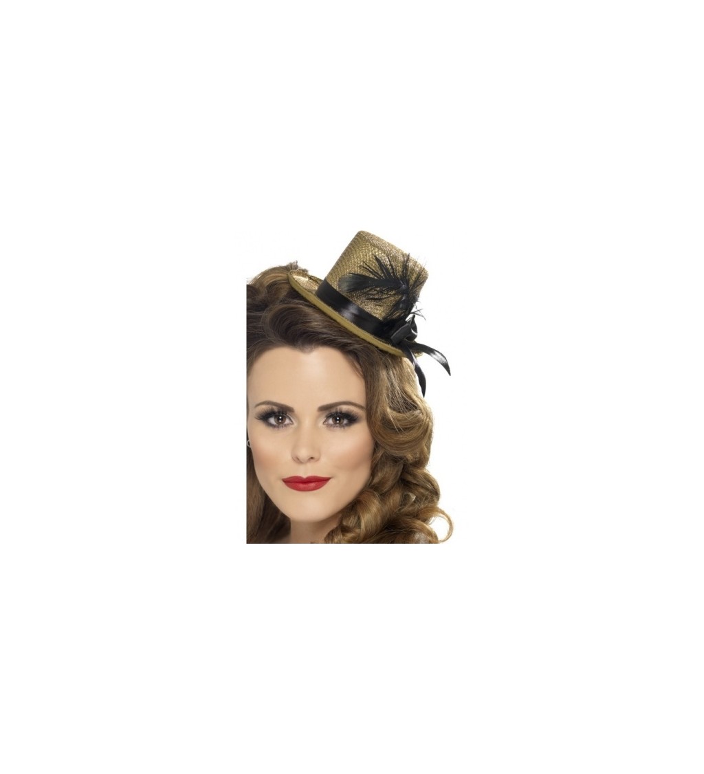 Burlesque mini klobouček - zlatý