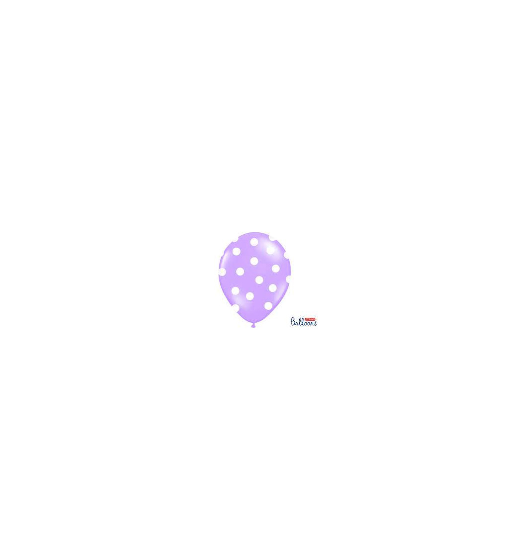 Fialový pastelový balónek - bílé puntíky - 6 ks