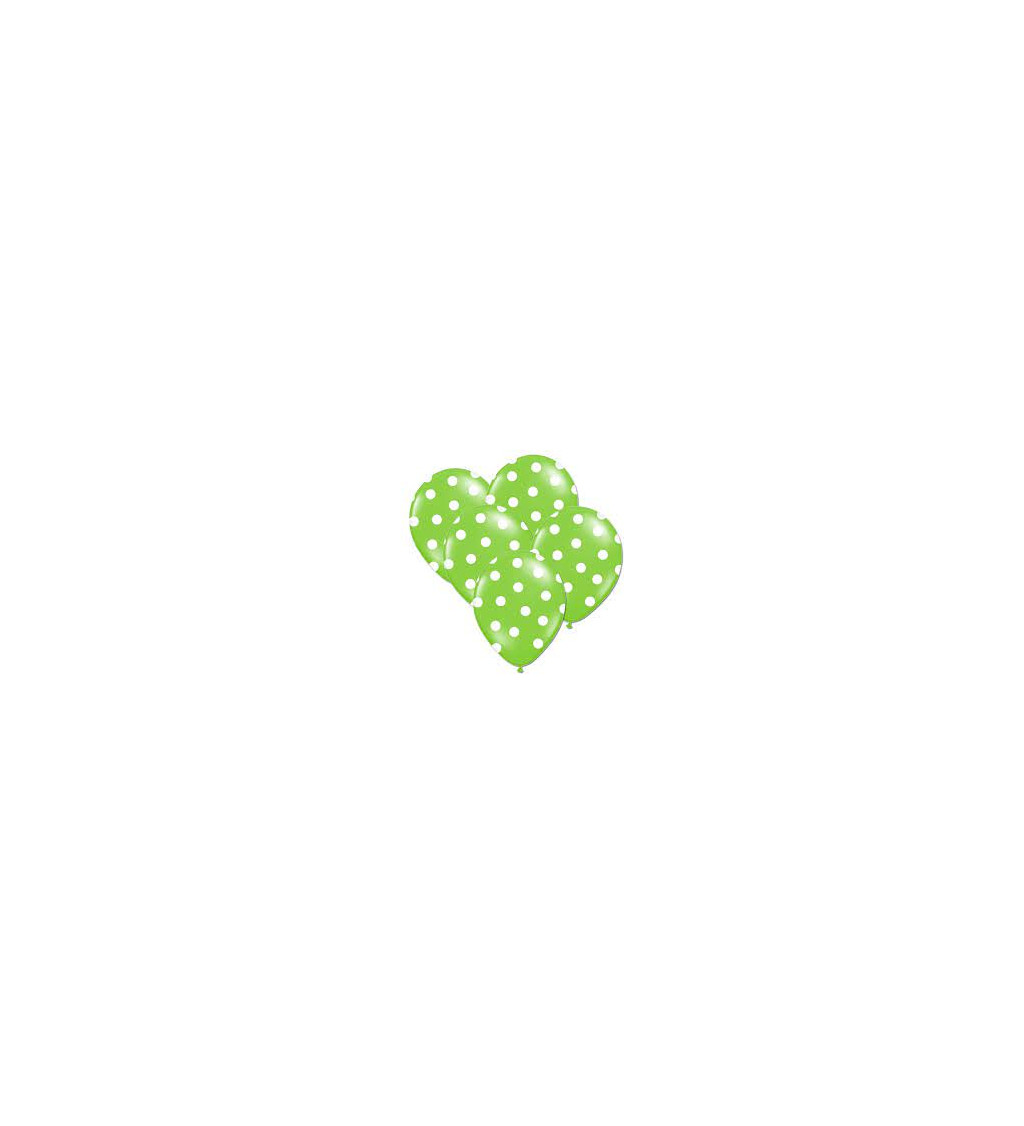 Zelený pastelový balónek - bílé puntíky - 6 ks