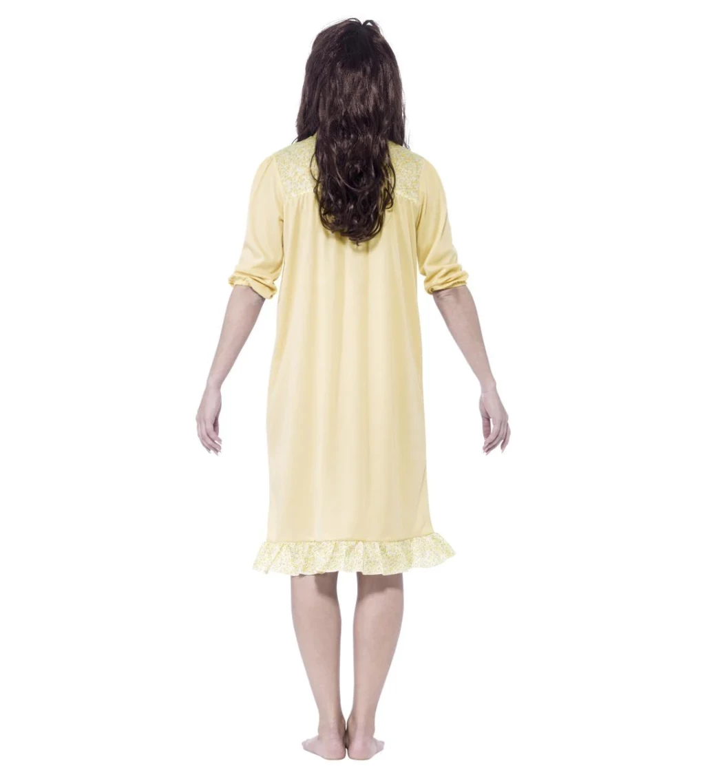 Dámský Zombie kostým - žluté noční šaty s parukou