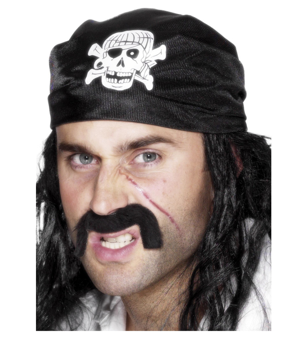 Pirátský šátek - s velkou přišitou lebkou