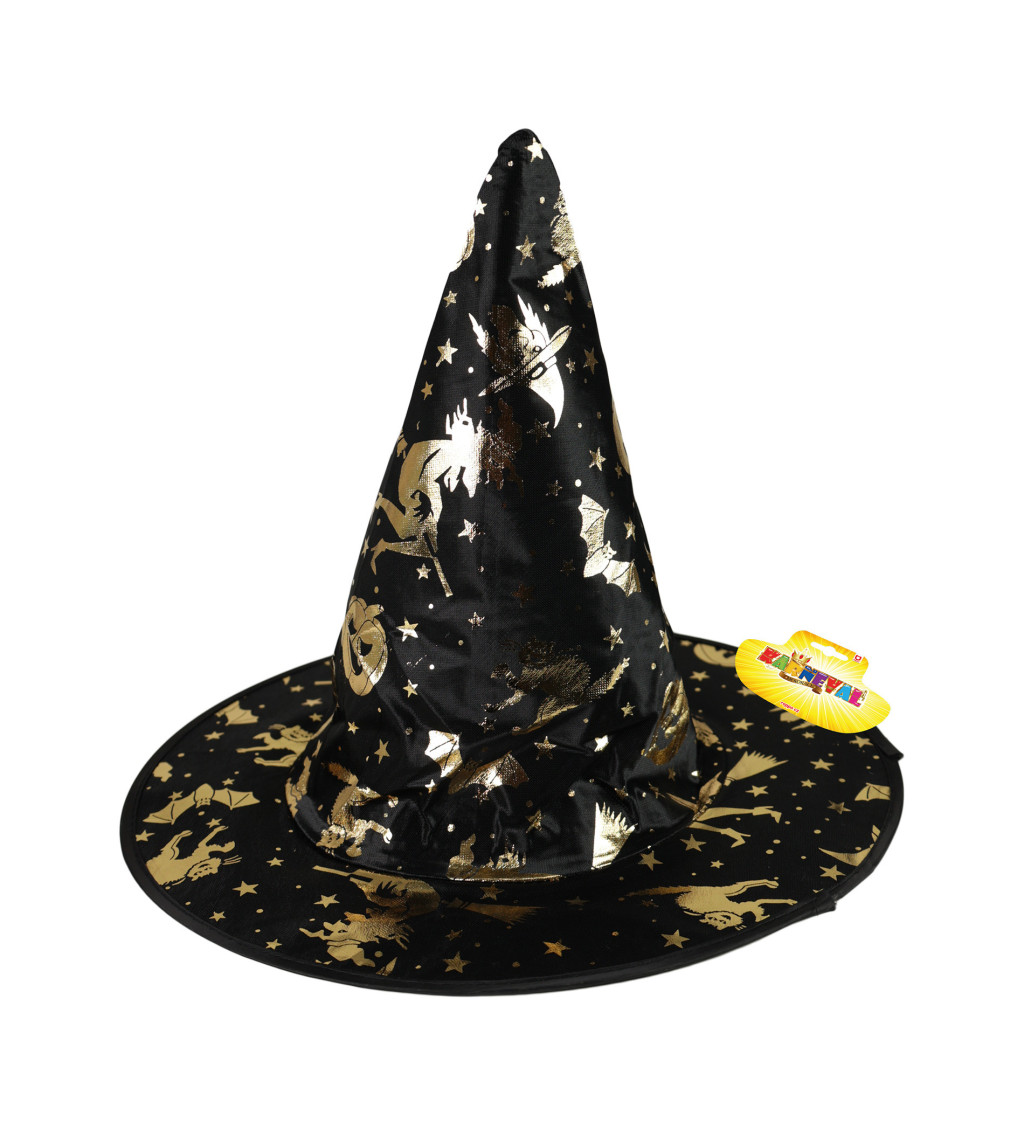 Dětský čarodějnický klobouk - zlatý