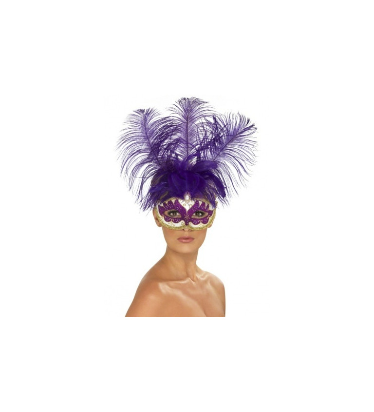 Maska Kolombína - tmavě fialová