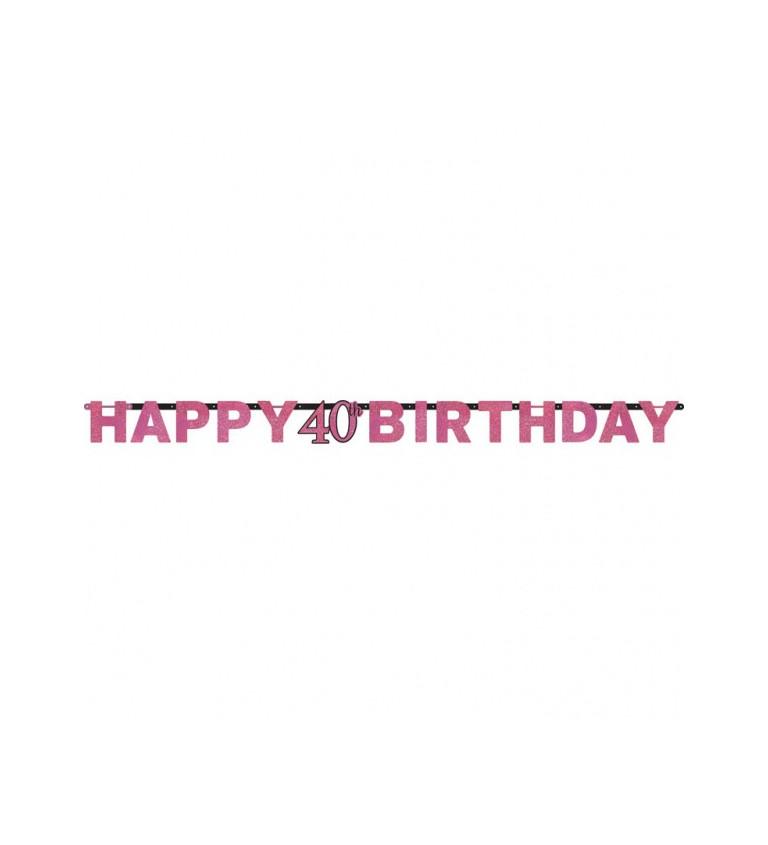 Růžov narozeninový banner - Happy 40 birthday