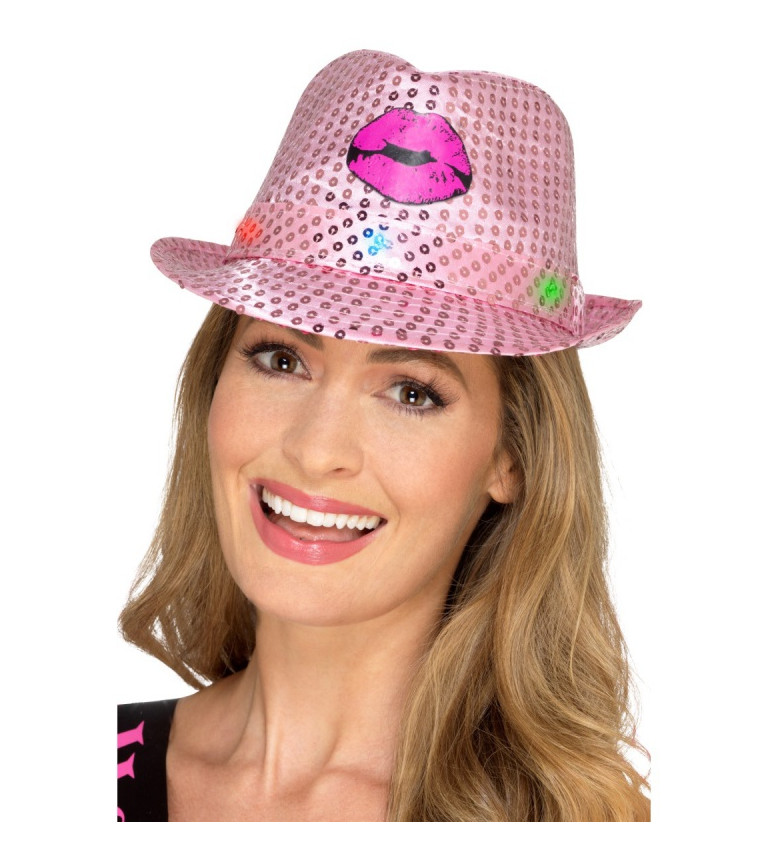 Růžový třpytivý klobouček