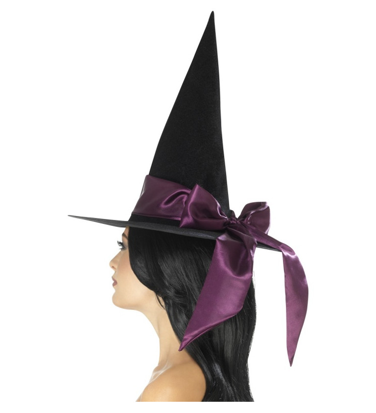 Luxusní čarodějnický klobouk s fialovou mašlí