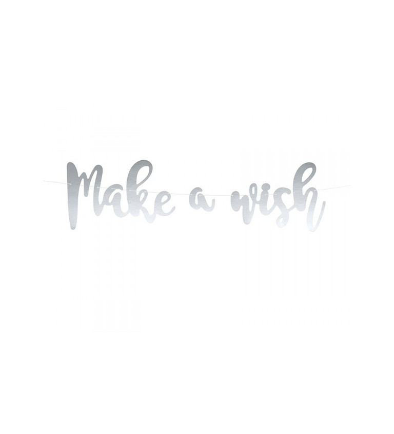 Stříbrný banner  hvězdami - Make a wish