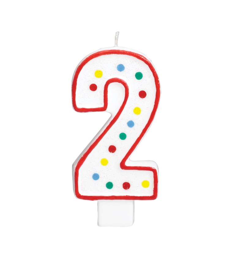 Bílá puntíkovatá narozeninová svíčka – 2