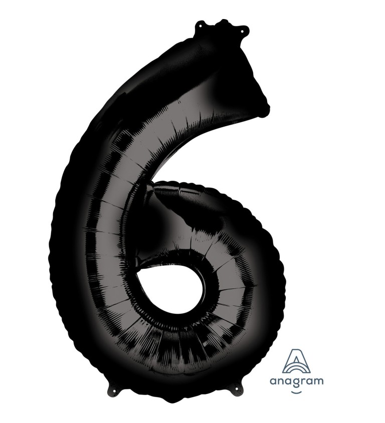 Fóliový balónek – číslo 6 (černý)