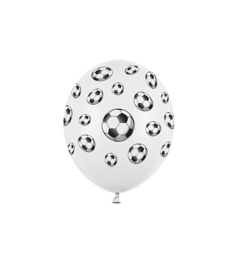 Bílý pastelový balónek - fotbal - 6 ks