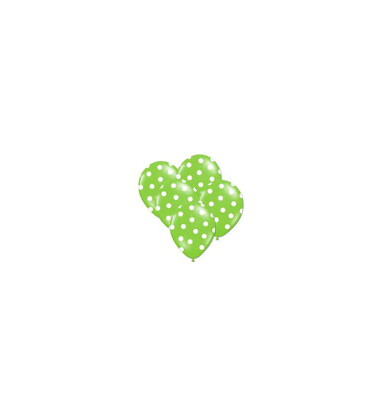 Zelený pastelový balónek - bílé puntíky - 6 ks